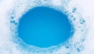 a blue circle with bubbles